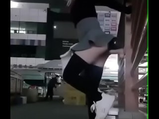 Asian girl riding dildo in public, what is her name