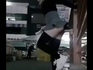 Girl fucks dildo at work